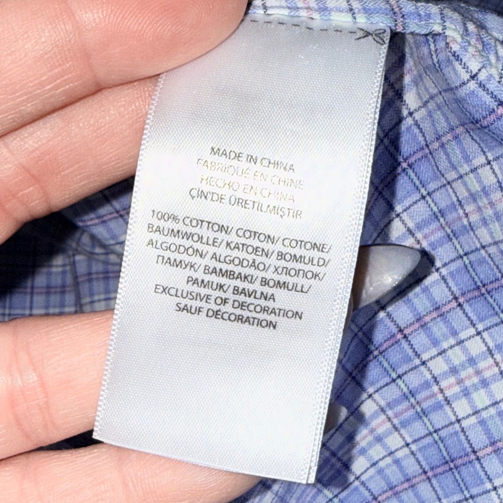 Ralph Lauren Plaid Button Down Shirt Mens XXL Blue White Long Sleeve Cotton Logo - Picture 8 of 14